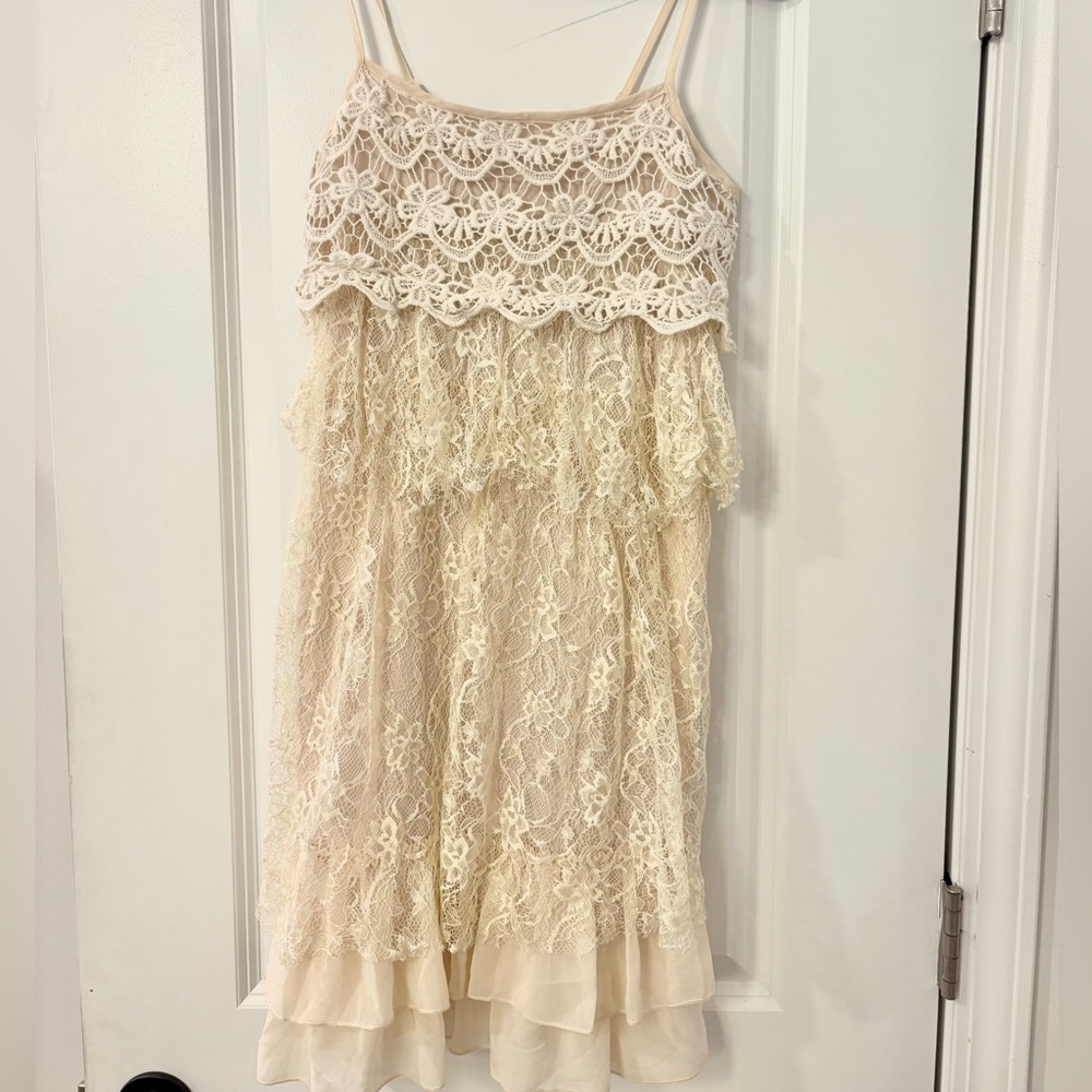 Altar'd State Cream Lace Mini Dress vintage western chic southern concert